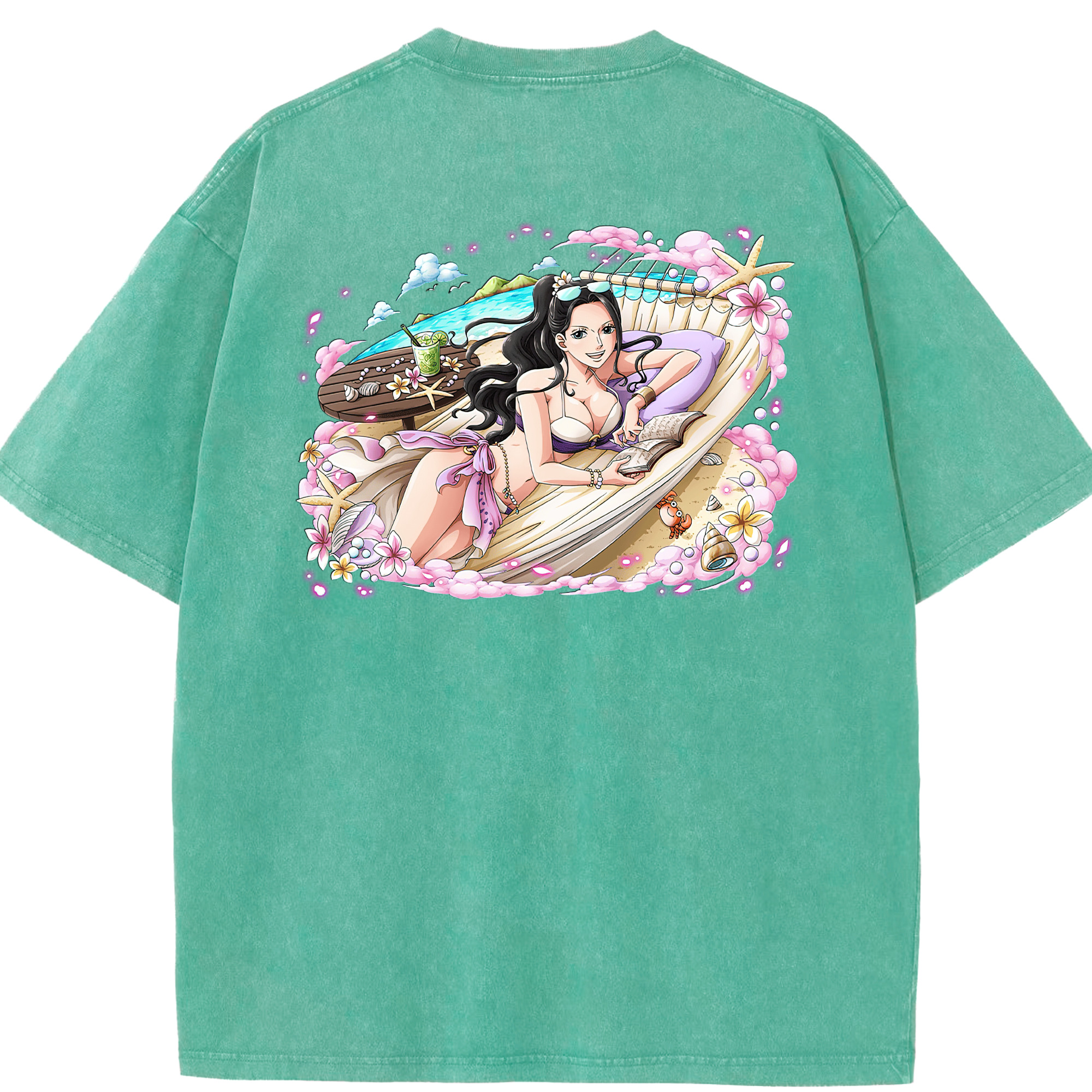 ワンピース ニコ・ロビン ONE PIECE Nico Robin 綿100% ヴィンテージ風 半袖Tシャツ（背面プリント）